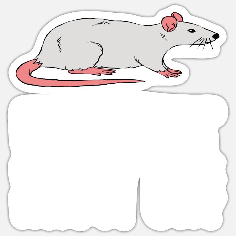 J’aime beaucoup les rats - Sticker taille S (10 x 10 cm) - blanc mat