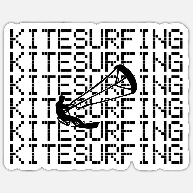 kitesurf - Sticker taille S (10 x 10 cm) - blanc mat