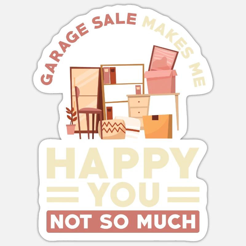 Slogan de vente de garage Sticker taille S (10 x 10 cm)