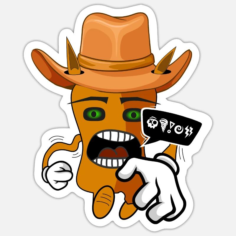 Angry cute comic monster - Sticker size S (10 x 10 cm) - white matte