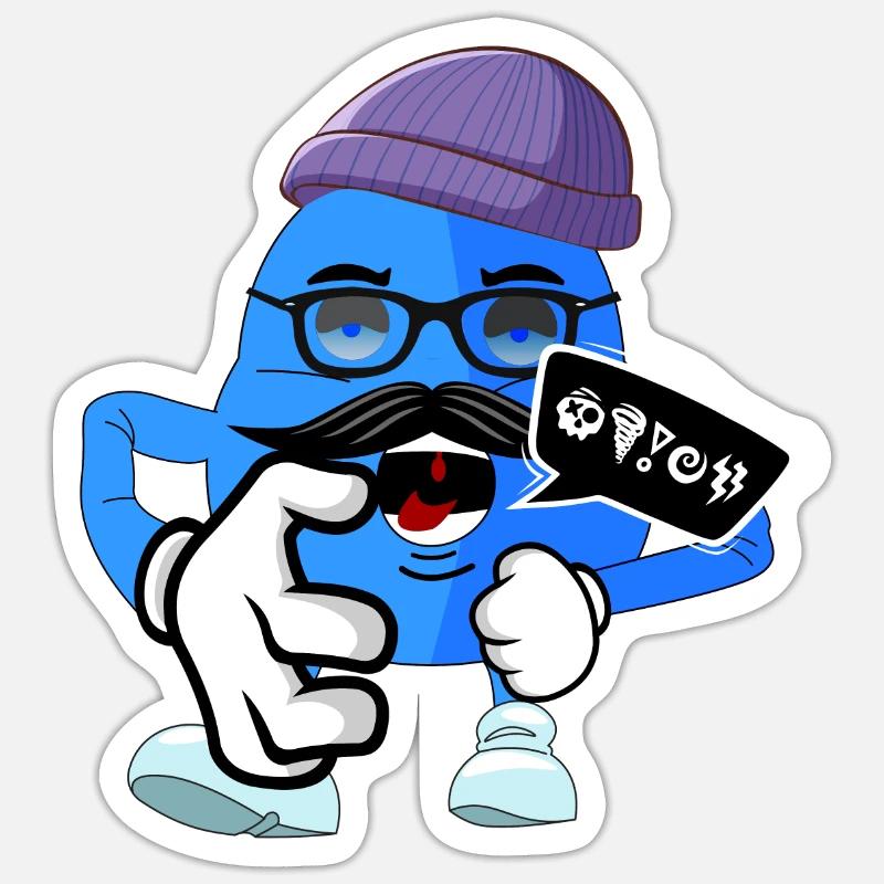 Angry cute comic monster - Sticker size S (10 x 10 cm) - white matte