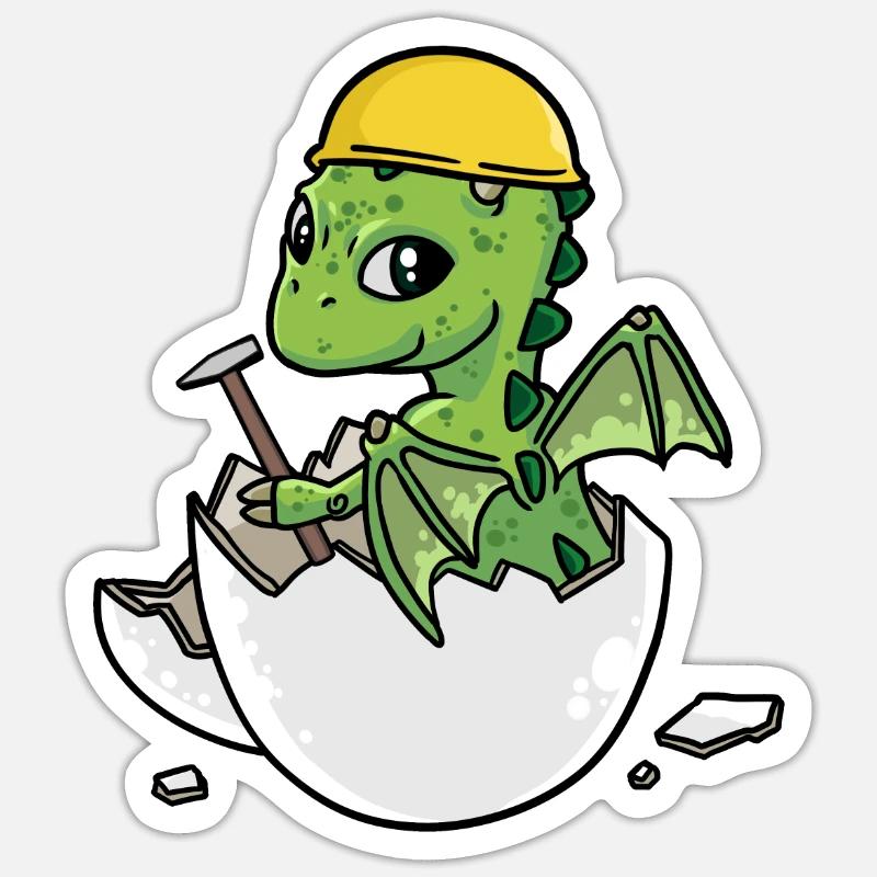 Dino Handwerker Eierschale Hammer Berufe Gewerbe Sticker Größe S (10 x 10 cm)