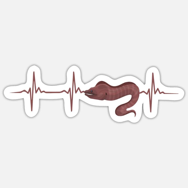 Moray eel heartbeat - Sticker size S (10 x 10 cm) - white matte