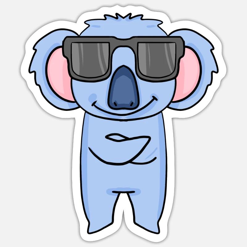 Koala avec lunettes de soleil - Sticker taille S (10 x 10 cm) - blanc mat
