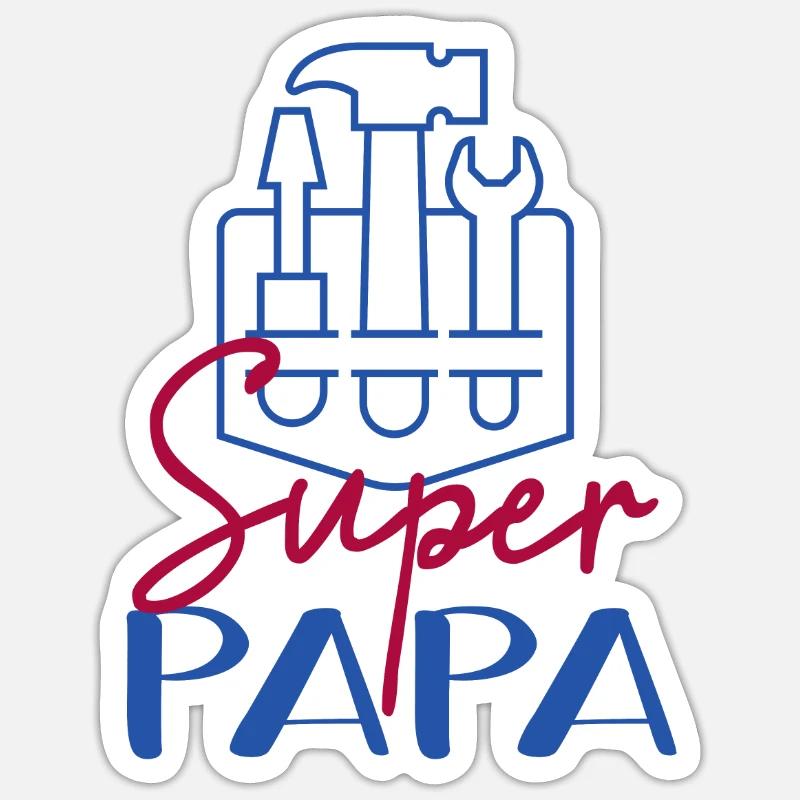 Super Papy Bricoleur - Sticker taille S (10 x 10 cm) - blanc mat