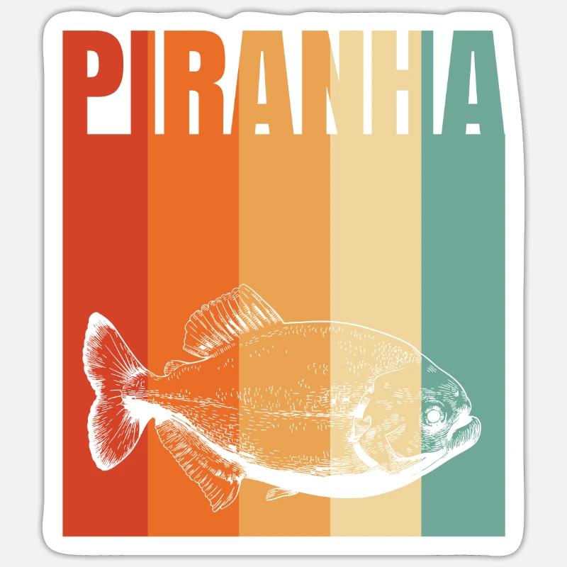 Piranha-Geschenkidee - Sticker Größe S (10 x 10 cm) - Mattweiß