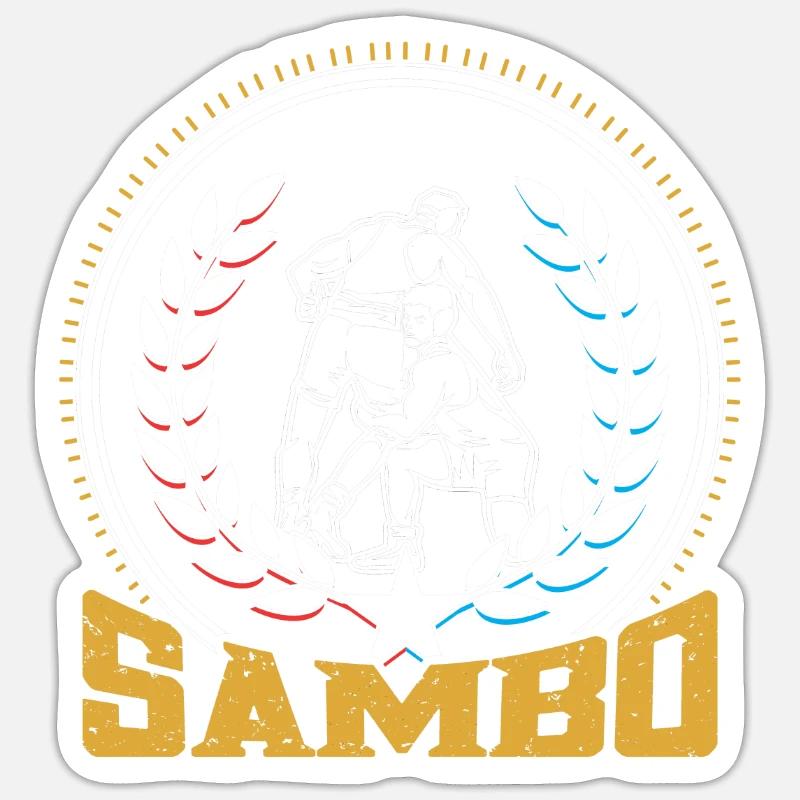 Sambo Kampfsport Training Trainer Kampfkunst - Sticker Größe S (10 x 10 cm) - Mattweiß