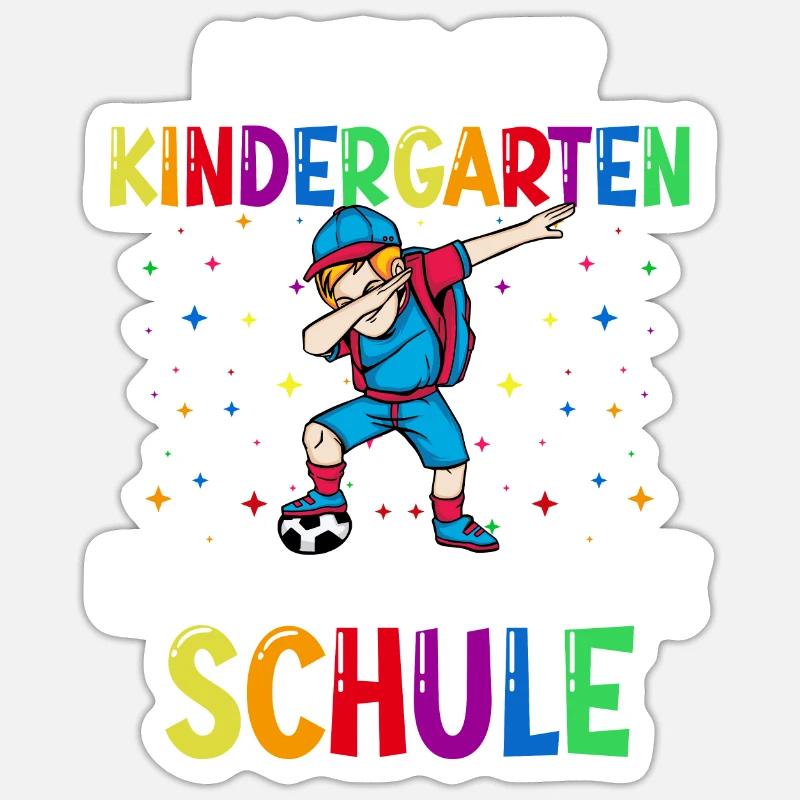 Schulkind Einschulung Fußball Schulstart Schule - Sticker Größe S (10 x 10 cm) - Mattweiß