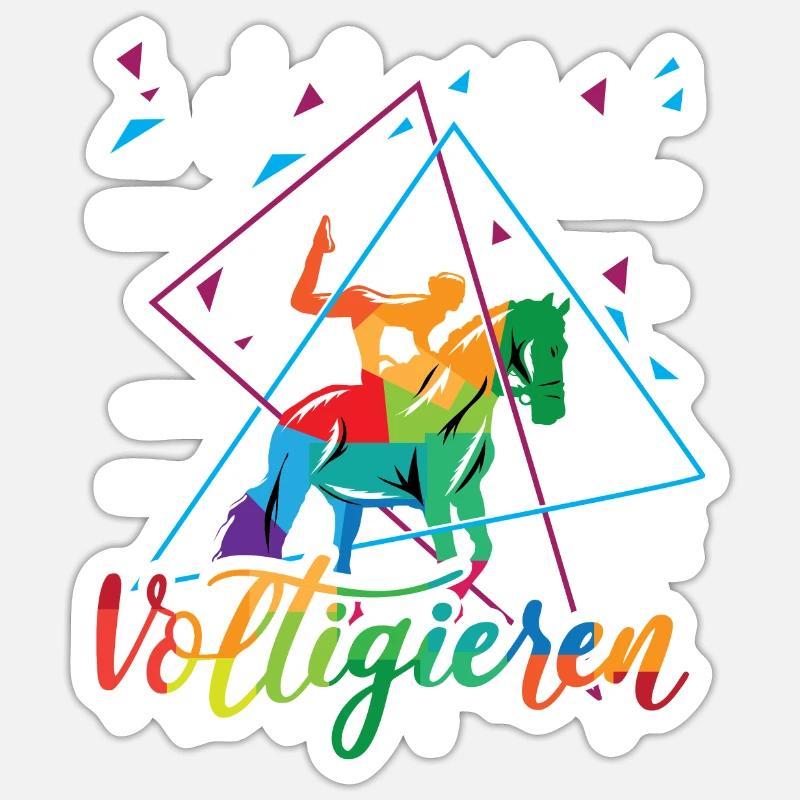 Voltigieren Volti Voltigier Pferde Pferdemädchen - Sticker Größe S (10 x 10 cm) - Mattweiß