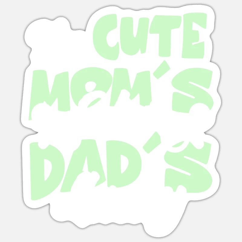 mignon maman papa bébé - Sticker taille S (10 x 10 cm) - blanc mat