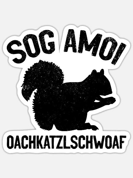 Eichhörnchen Sog Amoi Oachkatzlschwoaf Lustige - Sticker Größe S (10 x 10 cm) - Mattweiß