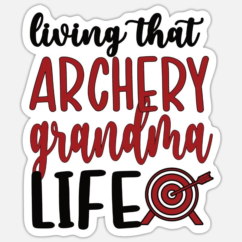 Bogenschießen-Oma Von Bogenschützen Großmutter - Sticker Größe S (10 x 10 cm) - Mattweiß