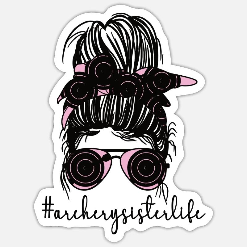 Bogenschießen-Schwester Bogenschützen Schwester - Sticker Größe S (10 x 10 cm) - Mattweiß