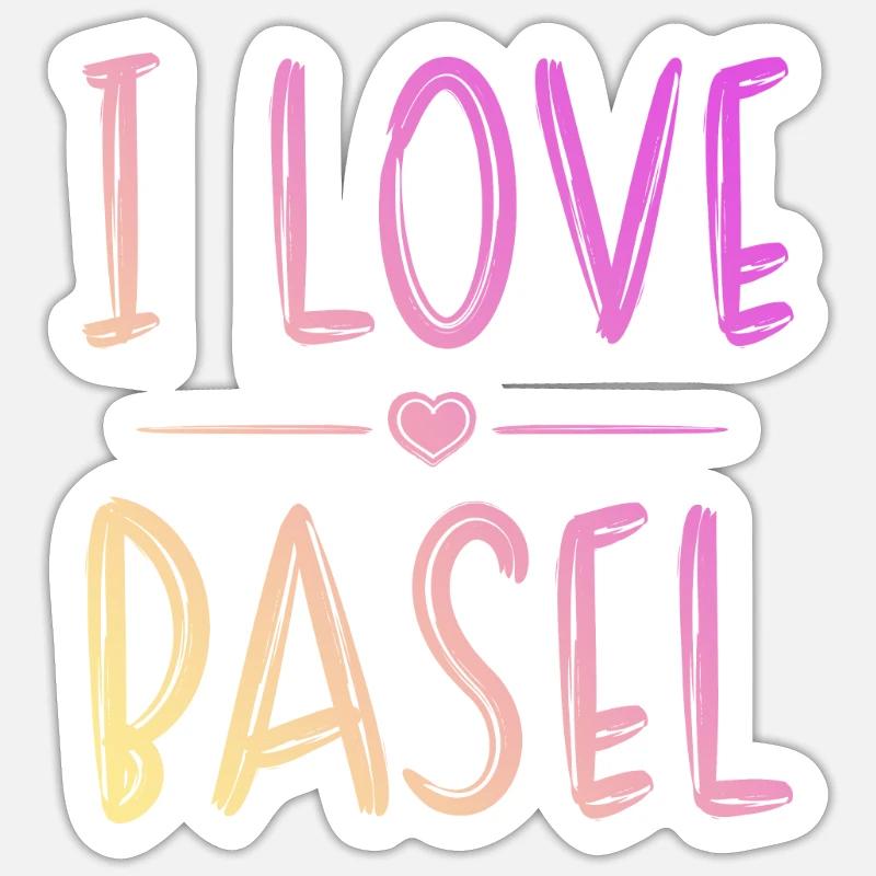 J’adore Bâle - Sticker taille S (10 x 10 cm) - blanc mat
