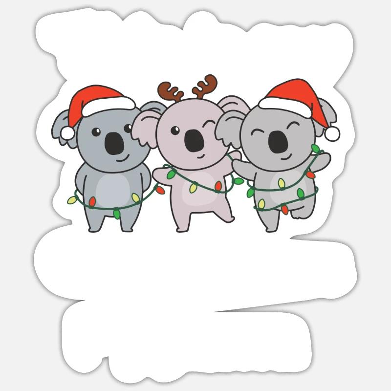 Koala Arbre de Noël Pyjama de Noël Sticker taille S (10 x 10 cm)