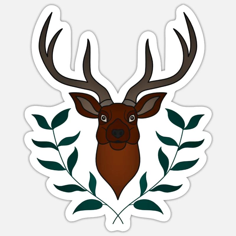 Rothirsch Geweih mit Hirschgeweih Sticker Größe S (10 x 10 cm)