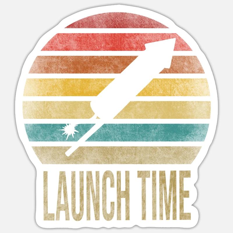 Fireworks Boom Rocket Going Up Launch Retro Sticker Größe S (10 x 10 cm)