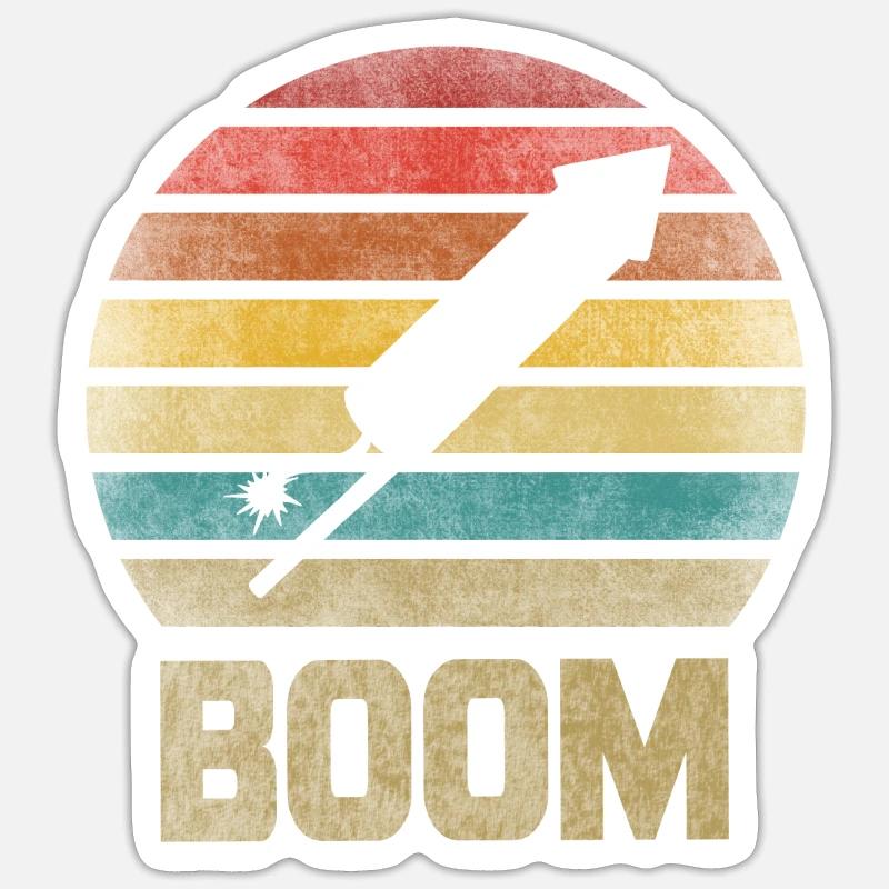 Fireworks Boom Rocket Going Up Launch Retro Sticker Größe S (10 x 10 cm)