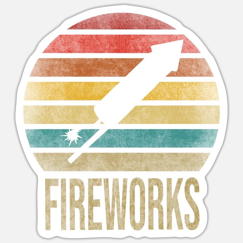 Fireworks Boom Rocket Going Up Launch Retro Sticker Größe S (10 x 10 cm)