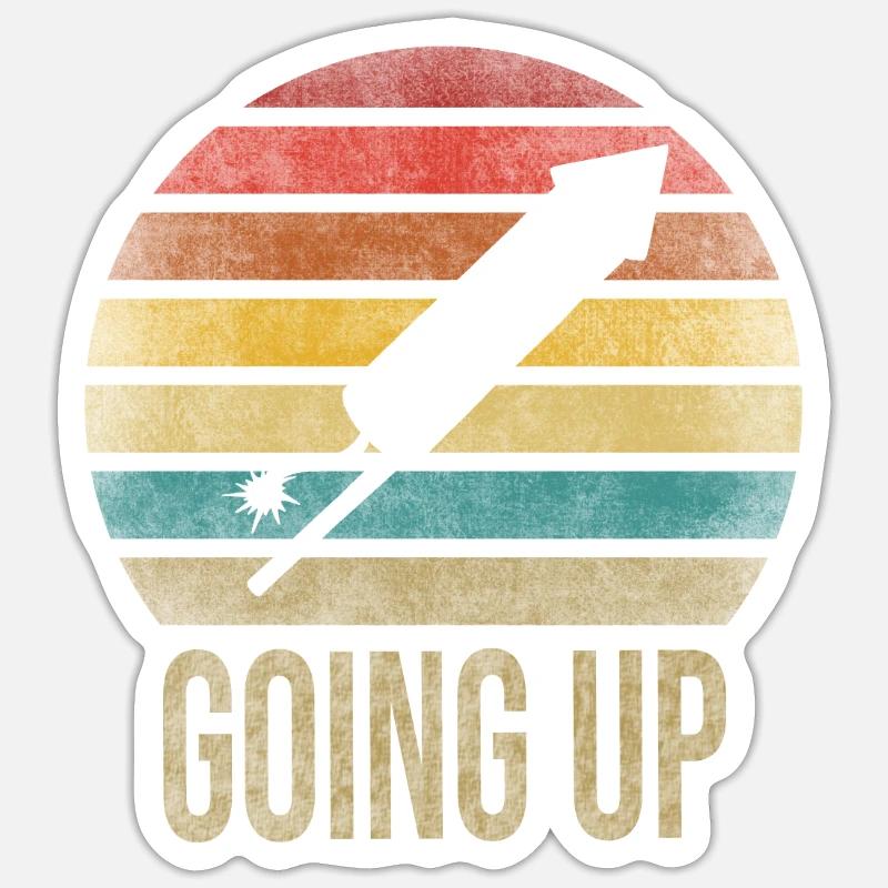 Fireworks Boom Rocket Going Up Launch Retro Sticker Größe S (10 x 10 cm)