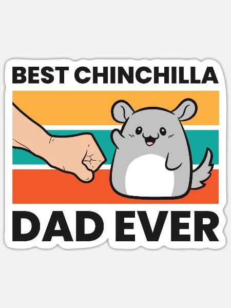 Bester Chinchilla-Dad aller Zeiten - Sticker Größe S (10 x 10 cm) - Mattweiß