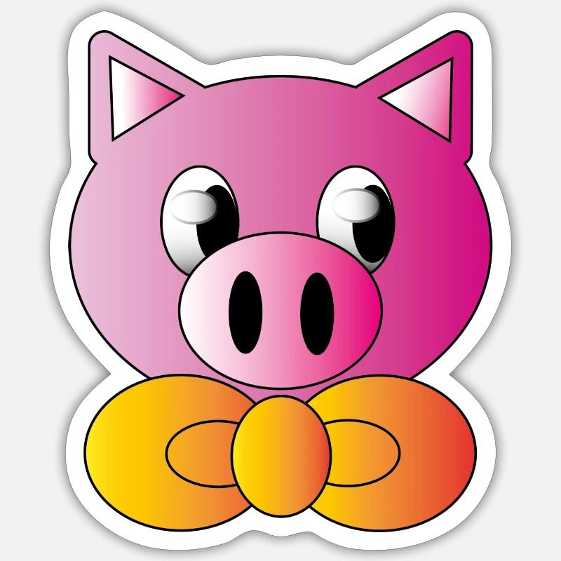 Schwein mit Brötchenbinde - Sticker Größe S (10 x 10 cm) - Mattweiß