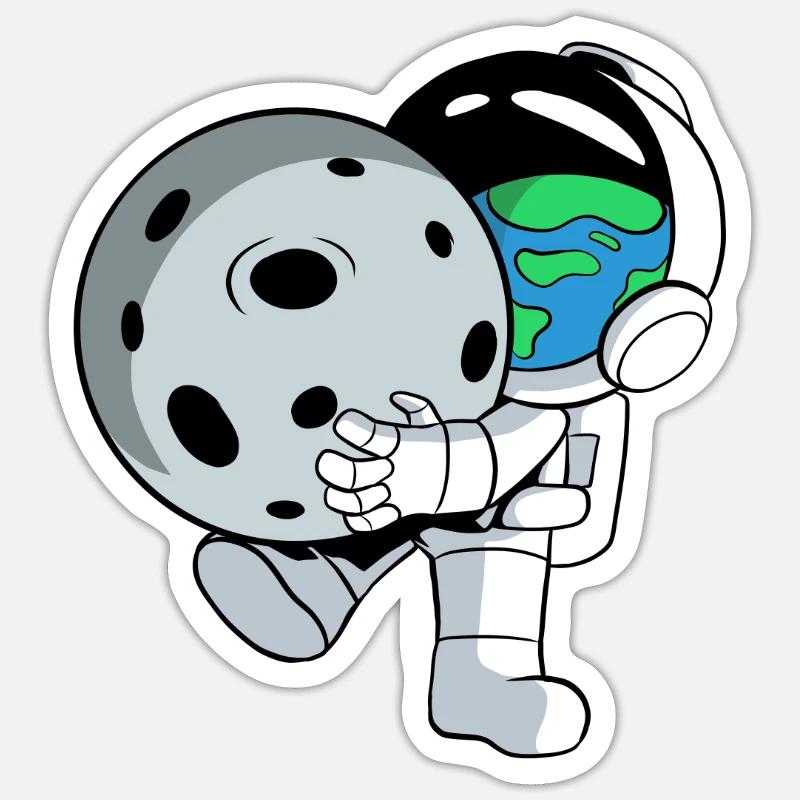 Astronaut wears planets - Sticker size S (10 x 10 cm) - white matte