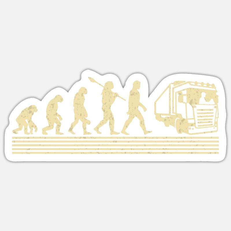 Évolution du conducteur de camion - Sticker taille S (10 x 10 cm) - blanc mat