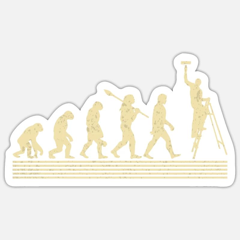 Évolution du peintre - Sticker taille S (10 x 10 cm) - blanc mat