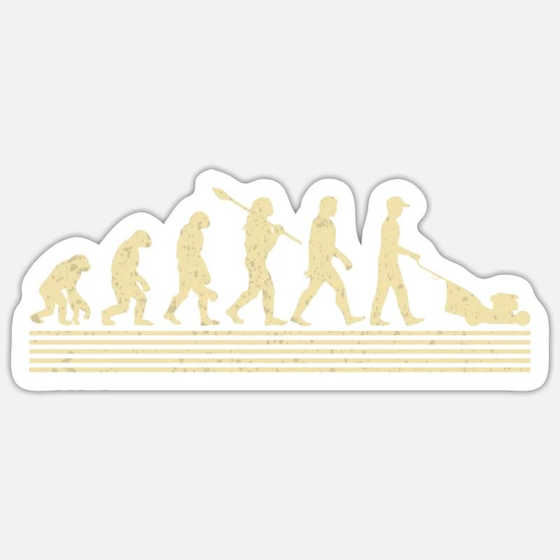 Évolution du jardinier - Sticker taille S (10 x 10 cm) - blanc mat