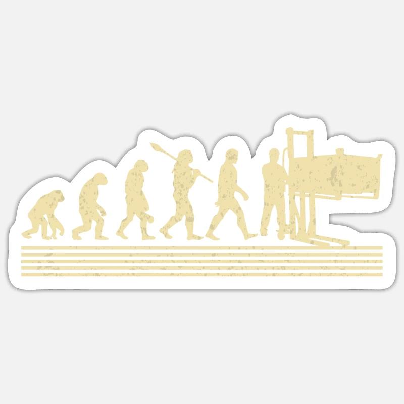Evolution Der Fabrikarbeiter - Sticker Größe S (10 x 10 cm) - Mattweiß