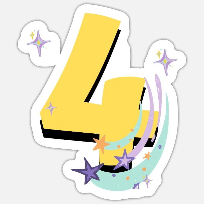 4th birthday (4-year gift) - Sticker size S (10 x 10 cm) - white matte