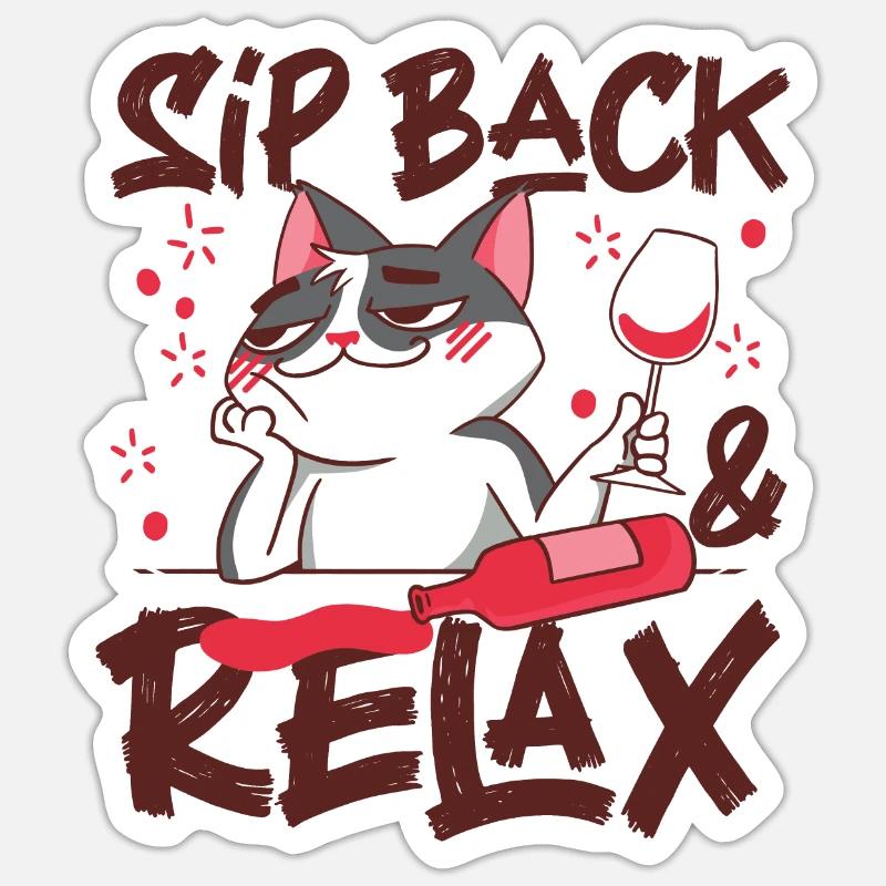 Sommelier Wine Drinking Tasting - Sticker Größe S (10 x 10 cm) - Mattweiß