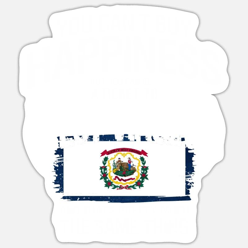 Virginie-Occidentale - Sticker taille S (10 x 10 cm) - blanc mat