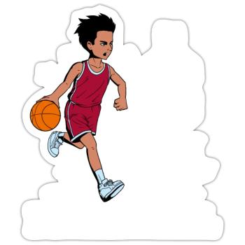 Boy plays basketball - I'm 6 - Sticker size S (10 x 10 cm) - white matte - Front