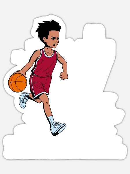 Junge spielt Basketball - Ich bin 7 - Sticker Größe S (10 x 10 cm) - Mattweiß