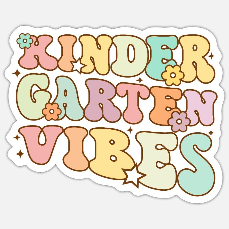 Groovy Hello Kindergarten Vibes Professeur rétro Sticker taille S (10 x 10 cm)