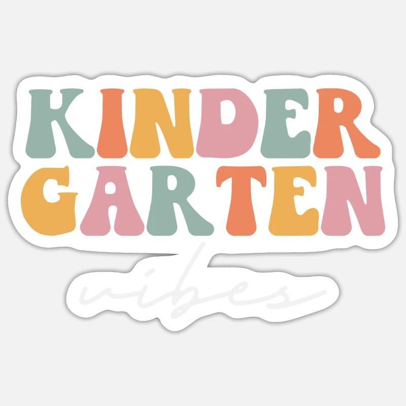 Groovy Hello Kindergarten Vibes Professeur rétro Sticker taille S (10 x 10 cm)