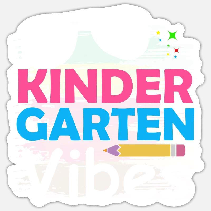 Groovy Hello Kindergarten Vibes Professeur rétro Sticker taille S (10 x 10 cm)