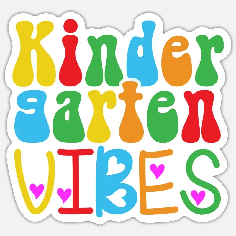 Groovy Hello Kindergarten Vibes Professeur rétro Sticker taille S (10 x 10 cm)
