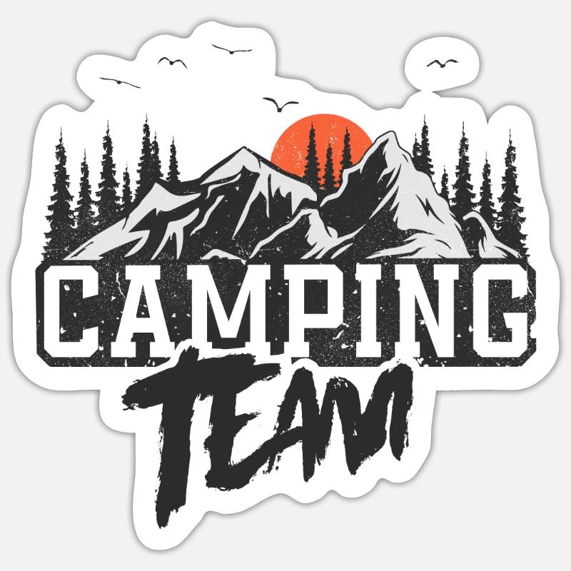 Équipe de camping Camper Campen - Sticker taille S (10 x 10 cm) - blanc mat