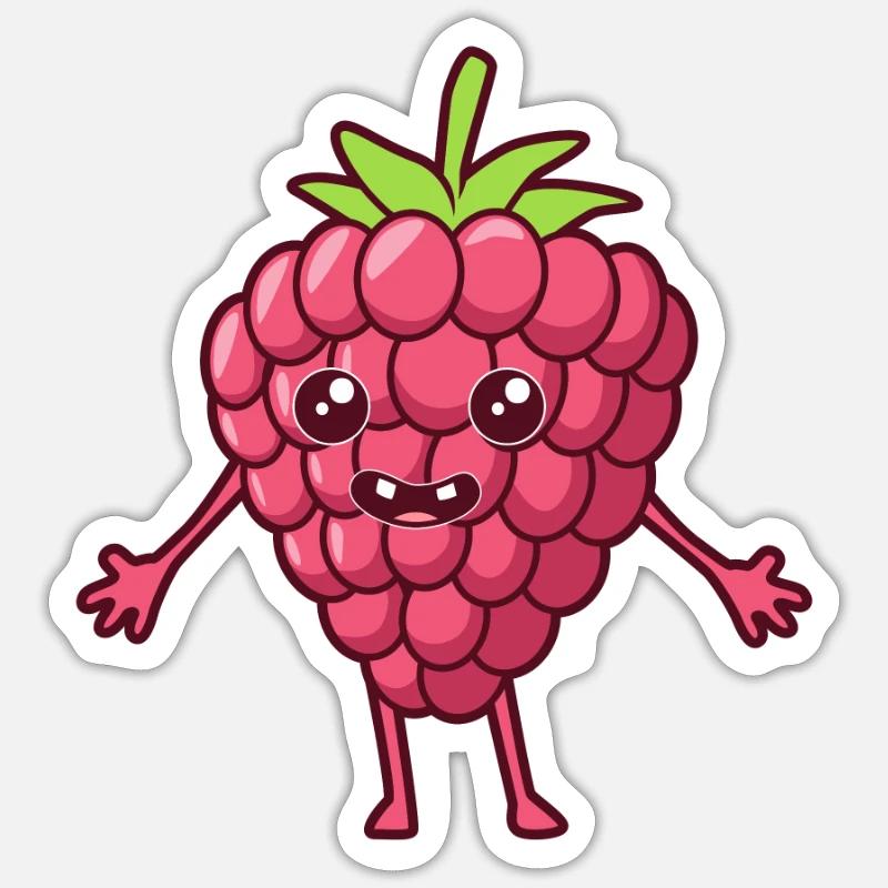 Kawaii Comic Raspberry - Sticker size S (10 x 10 cm) - white matte