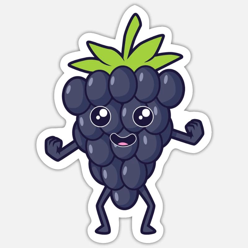 Kawaii Comic Brombeere - Sticker Größe S (10 x 10 cm) - Mattweiß