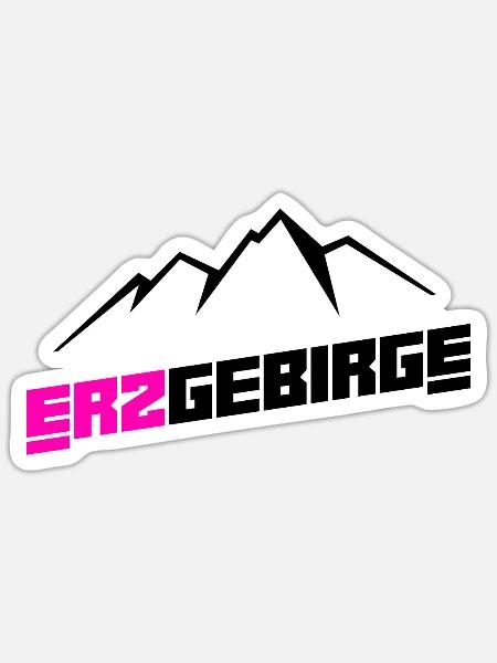 Erzgebirge Wandern Berg - Sticker Größe S (10 x 10 cm) - Mattweiß