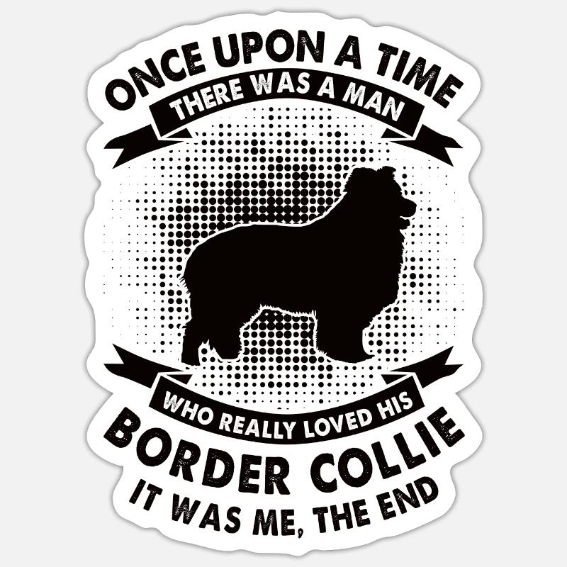 Es War Einmal - Border-Collie - Sticker Größe S (10 x 10 cm) - Mattweiß