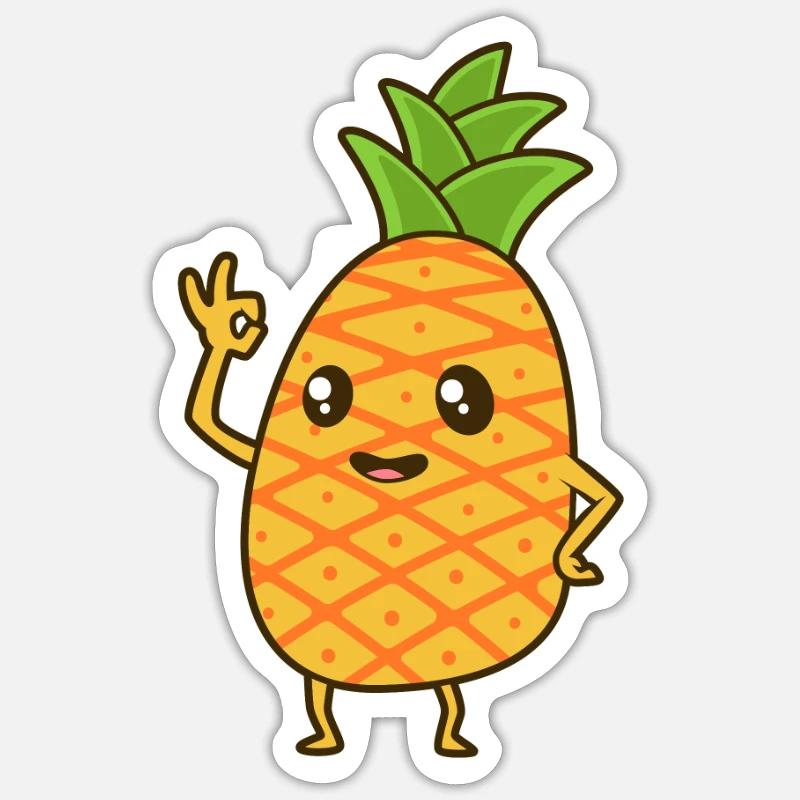 Kawaii Comic Pineapple - Sticker size S (10 x 10 cm) - white matte