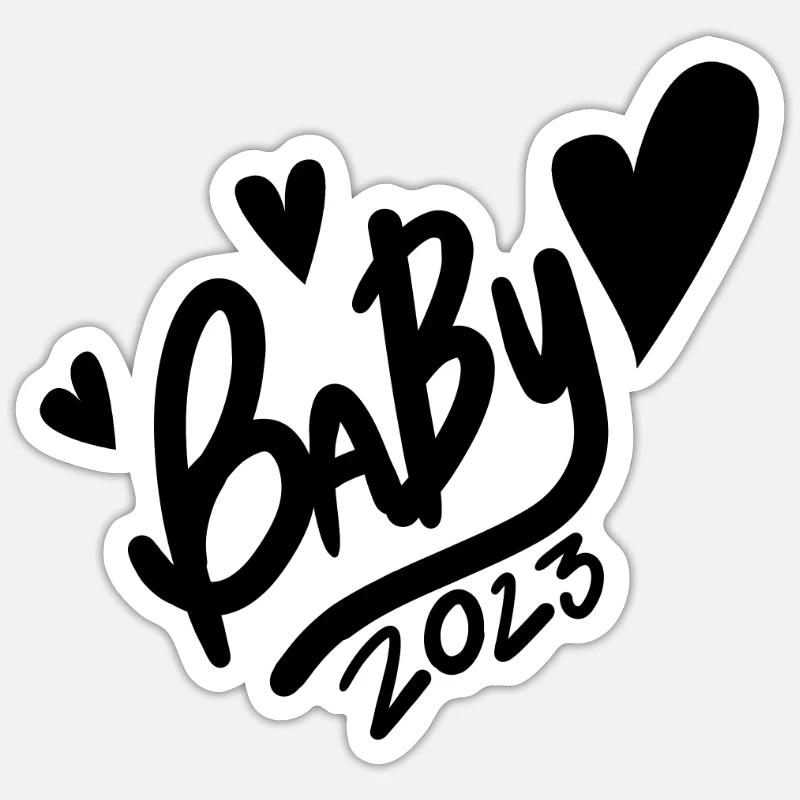 Bébé 2023 - Naissance Enceinte 2023 Grossesse - Sticker taille S (10 x 10 cm) - blanc mat