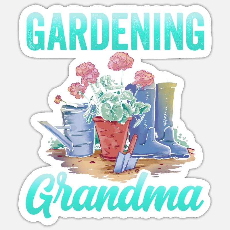 Gartenarbeit Oma Gärtnerin Garten Großmutter - Sticker Größe S (10 x 10 cm) - Mattweiß