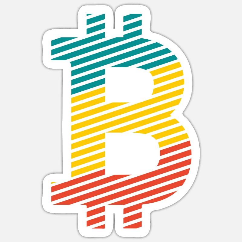 Bitcoin Retro2 - Sticker Größe S (10 x 10 cm) - Mattweiß