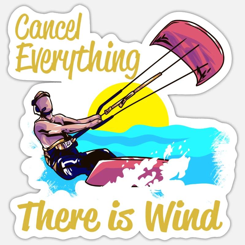 Kitesurfer Cancel Everything There Is Wind Sticker Größe S (10 x 10 cm)